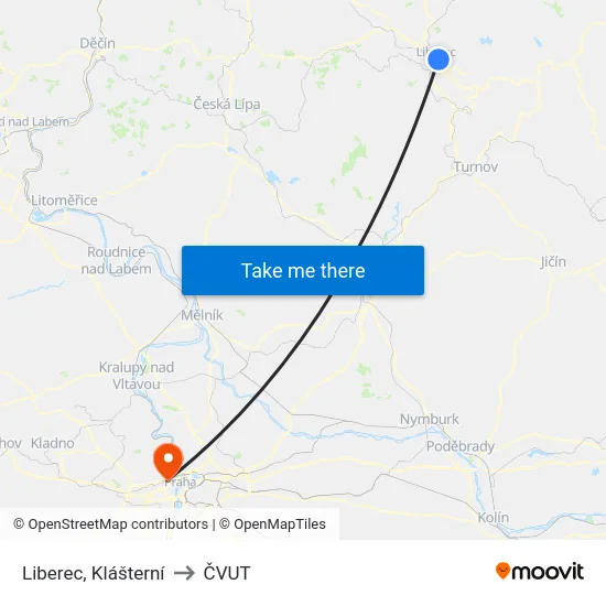 Liberec, Klášterní to ČVUT map