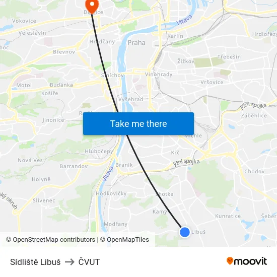 Sídliště Libuš to ČVUT map