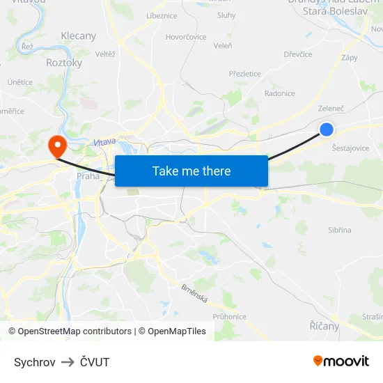 Sychrov to ČVUT map