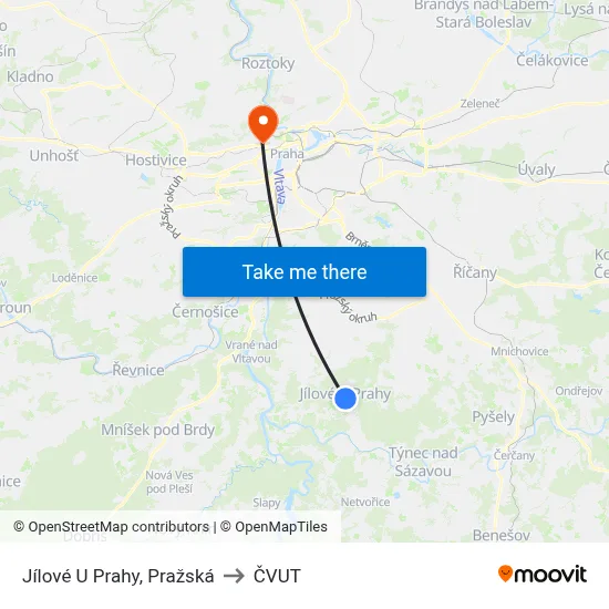 Jílové U Prahy, Pražská to ČVUT map