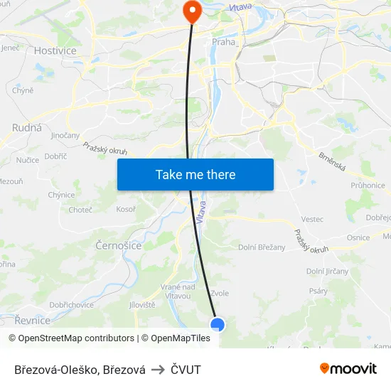 Březová-Oleško, Březová to ČVUT map