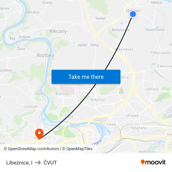 Líbeznice, I to ČVUT map