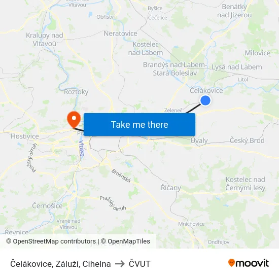 Čelákovice, Záluží, Cihelna to ČVUT map