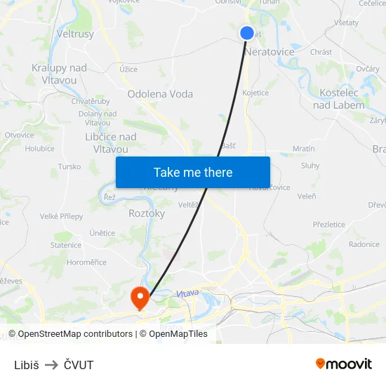 Libiš to ČVUT map
