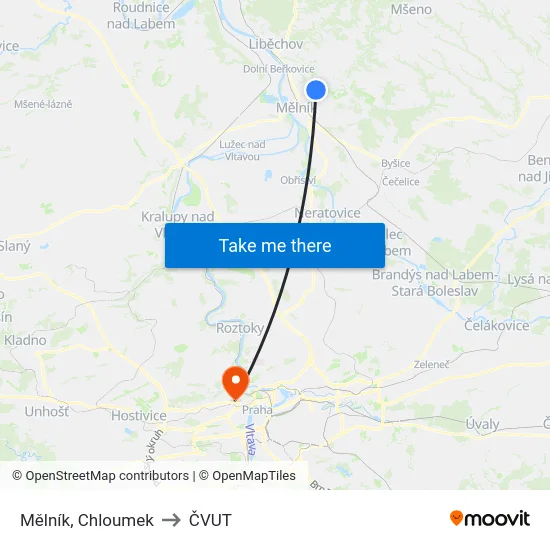 Mělník, Chloumek to ČVUT map