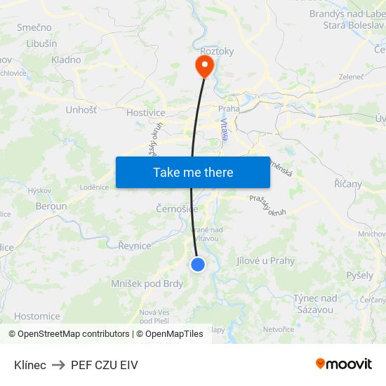 Klínec to PEF CZU EIV map