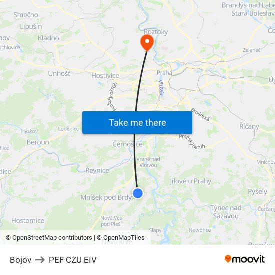 Bojov to PEF CZU EIV map