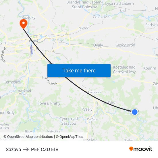 Sázava to PEF CZU EIV map