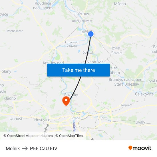 Mělník to PEF CZU EIV map