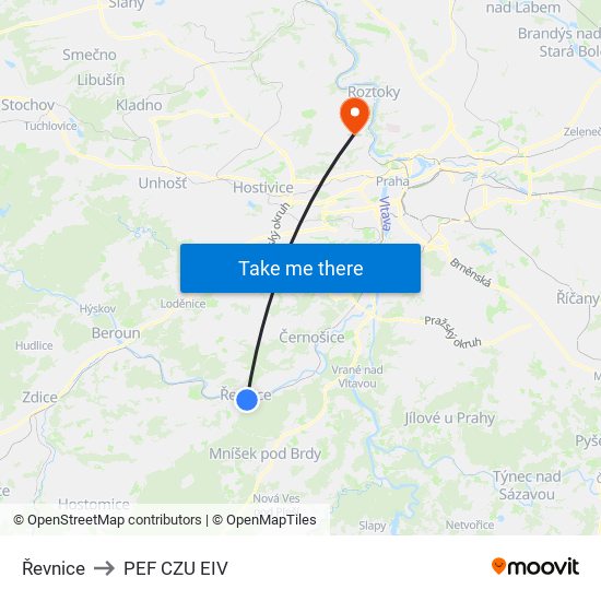 Řevnice to PEF CZU EIV map