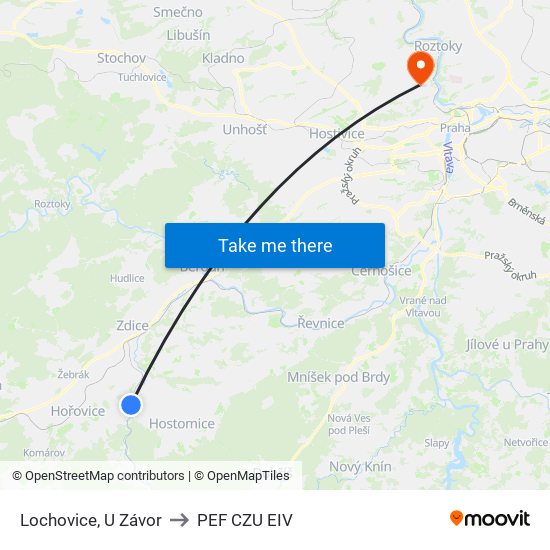 Lochovice, U Závor to PEF CZU EIV map