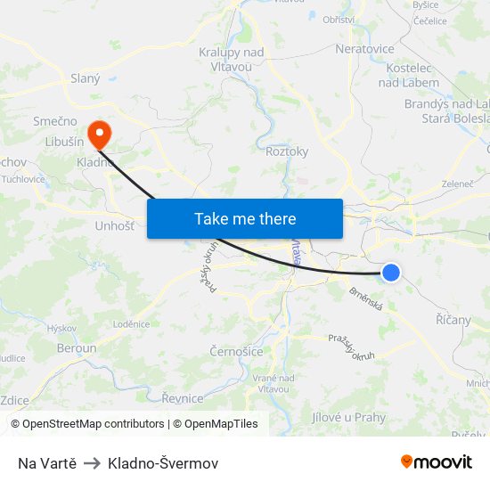 Na Vartě to Kladno-Švermov map