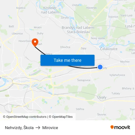 Nehvizdy, Škola to Mirovice map