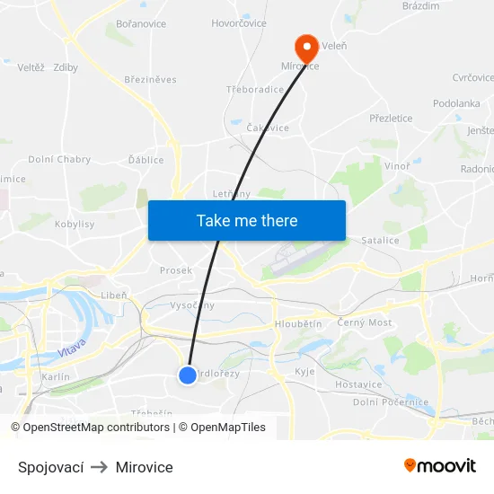 Spojovací to Mirovice map