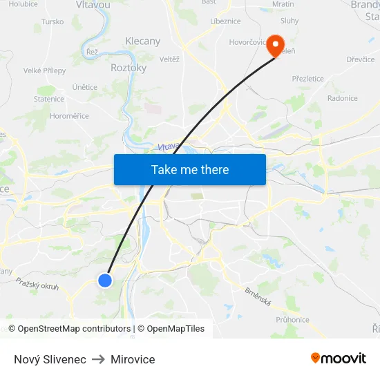 Nový Slivenec to Mirovice map
