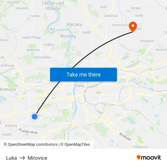 Luka to Mirovice map