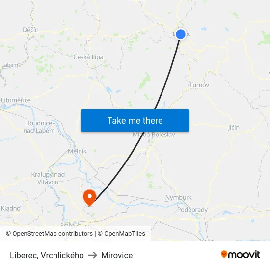 Liberec, Vrchlického to Mirovice map