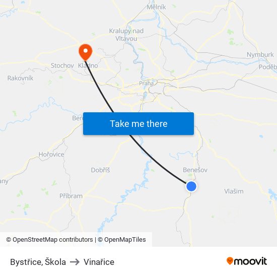 Bystřice, Škola to Vinařice map