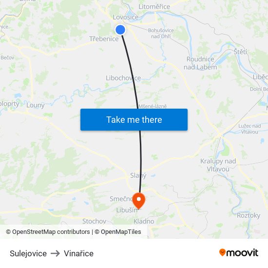 Sulejovice to Vinařice map