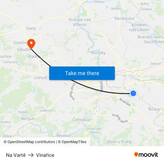 Na Vartě to Vinařice map