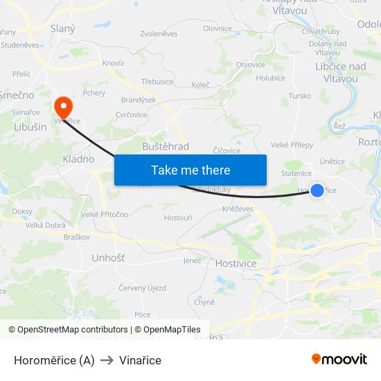 Horoměřice to Vinařice map