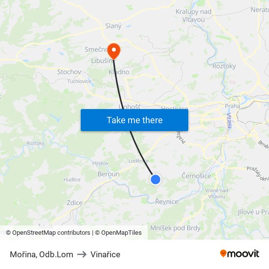 Mořina, Odb.Lom to Vinařice map