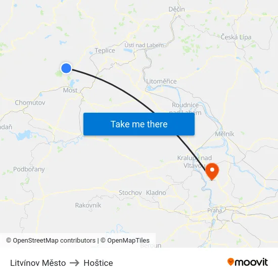 Litvínov Město to Hoštice map
