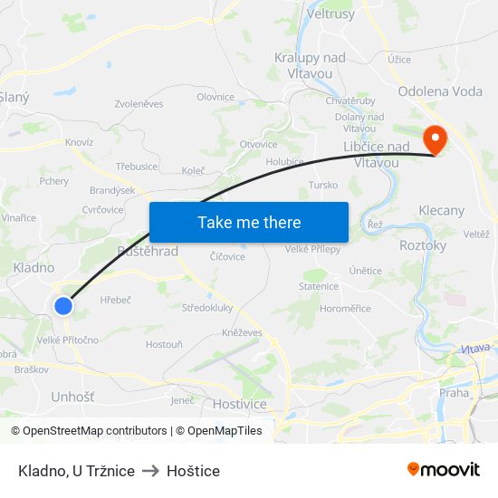 Kladno, U Tržnice to Hoštice map