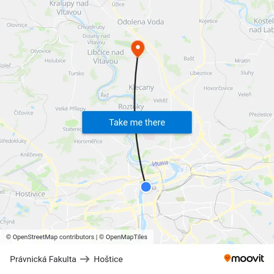 Právnická Fakulta to Hoštice map