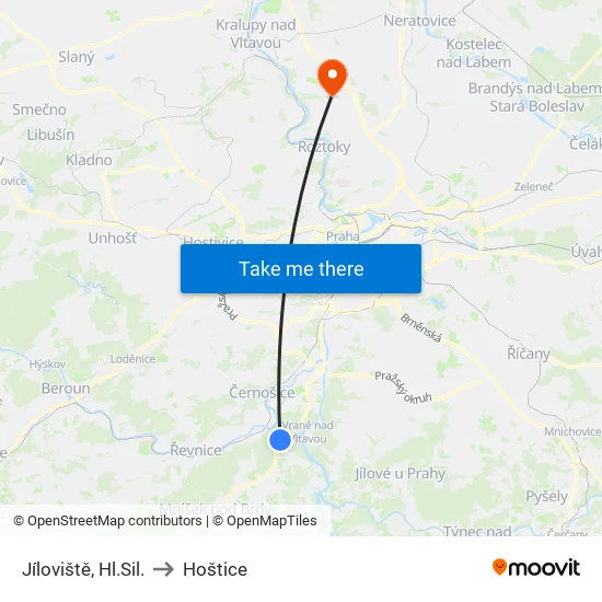Jíloviště, Hl.Sil. to Hoštice map