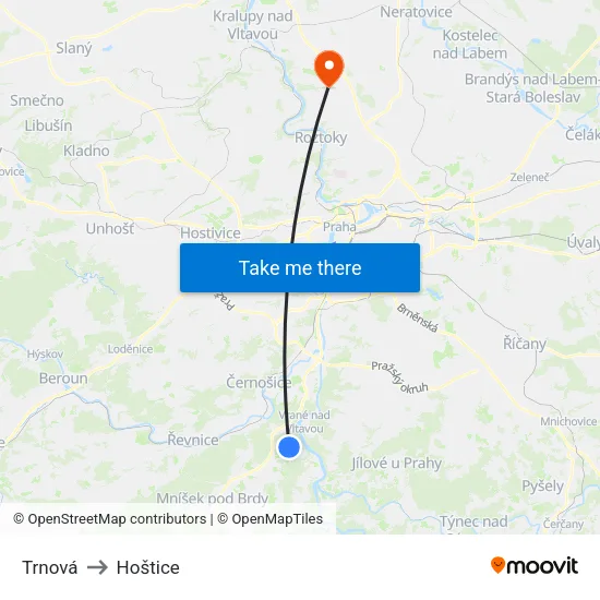 Trnová to Hoštice map