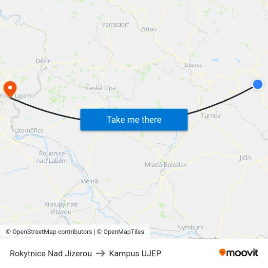 Rokytnice Nad Jizerou to Kampus UJEP map