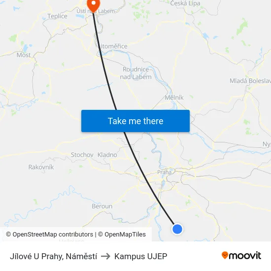 Jílové U Prahy, Náměstí to Kampus UJEP map