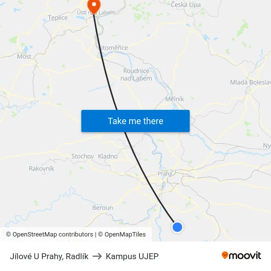 Jílové U Prahy, Radlík to Kampus UJEP map