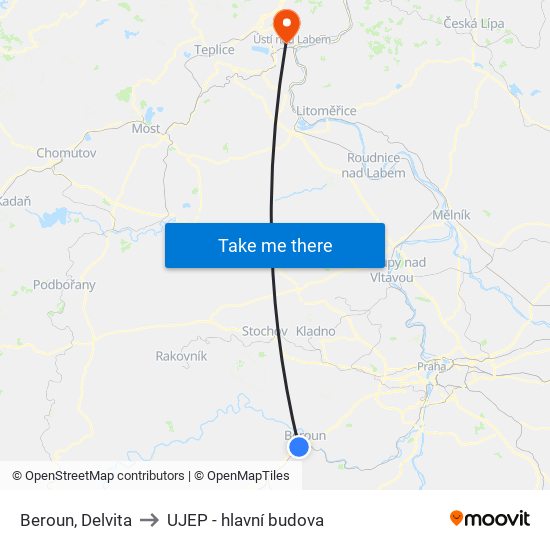 Beroun, Delvita to UJEP - hlavní budova map