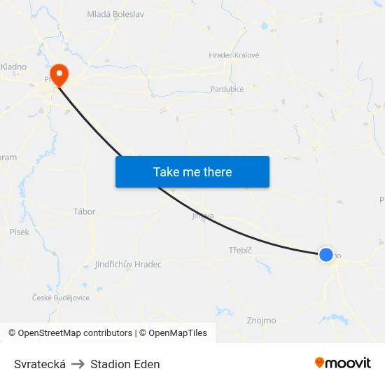Svratecká to Stadion Eden map