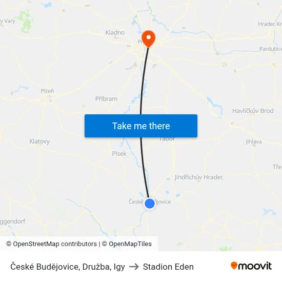 České Budějovice, Družba, Igy to Stadion Eden map