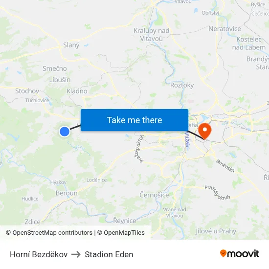 Horní Bezděkov to Stadion Eden map
