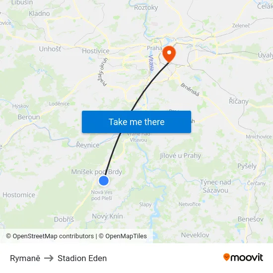 Rymaně to Stadion Eden map