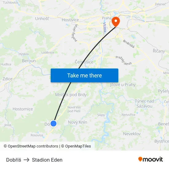 Dobříš to Stadion Eden map