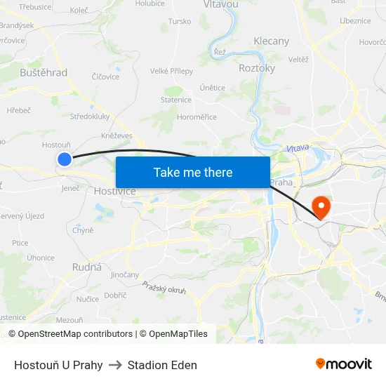 Hostouň U Prahy to Stadion Eden map