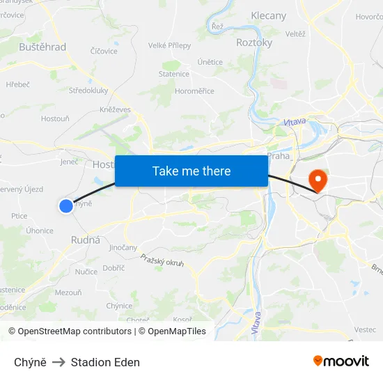 Chýně to Stadion Eden map