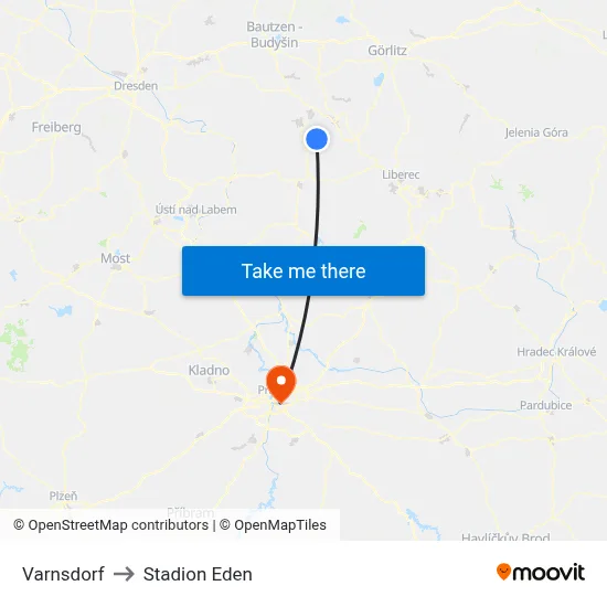 Varnsdorf to Stadion Eden map