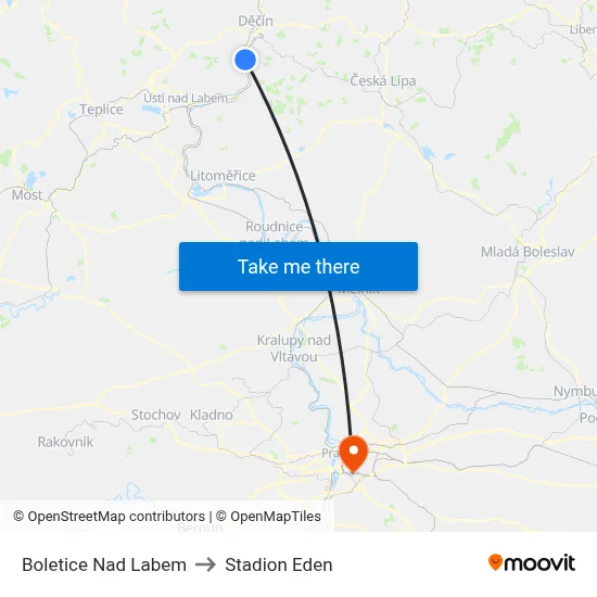 Boletice Nad Labem to Stadion Eden map