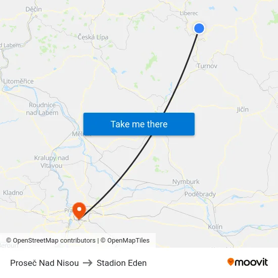 Proseč Nad Nisou to Stadion Eden map