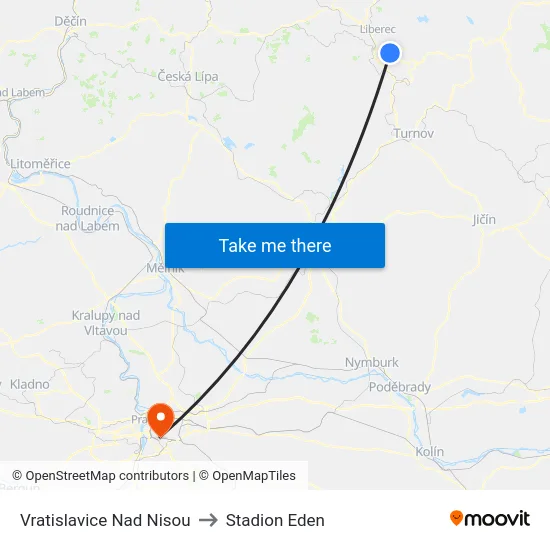 Vratislavice Nad Nisou to Stadion Eden map