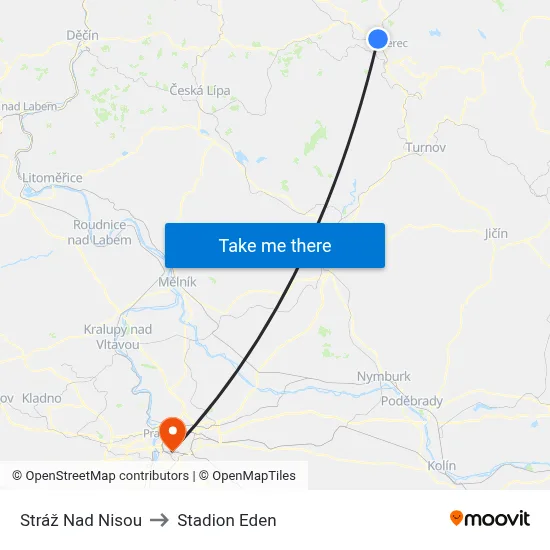 Stráž Nad Nisou to Stadion Eden map