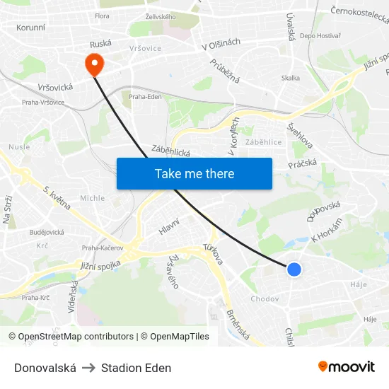 Donovalská to Stadion Eden map