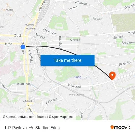 I. P. Pavlova to Stadion Eden map