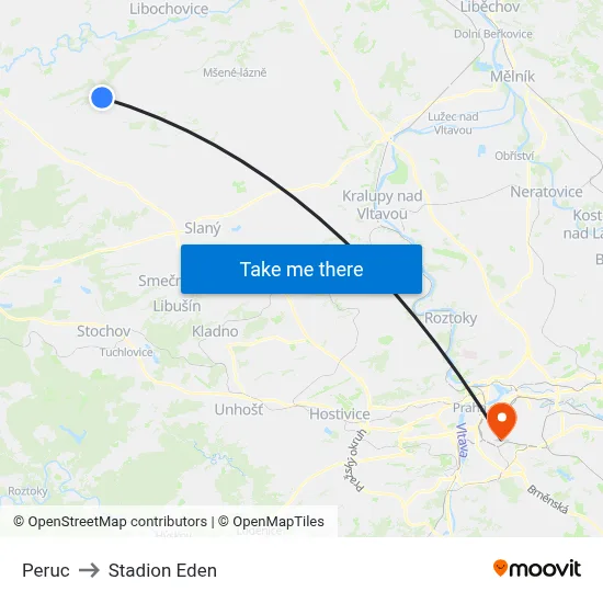 Peruc to Stadion Eden map